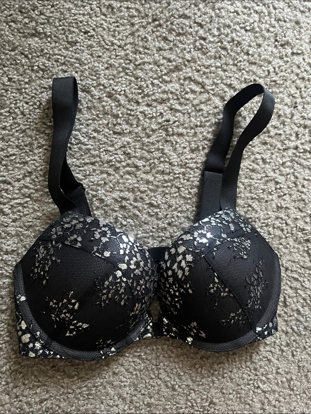 Victoria's Secret Black Lace Overlay Contour Bra